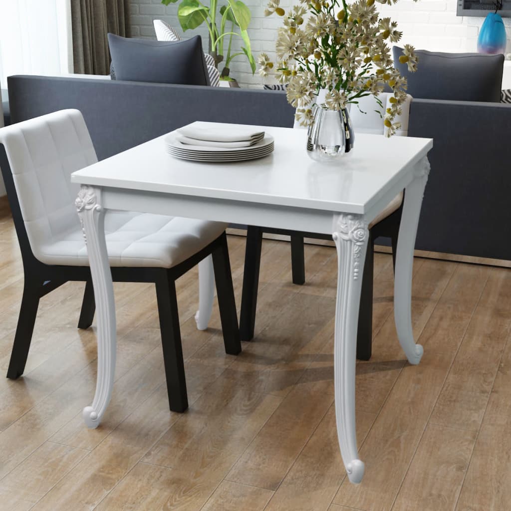 vidaXL Dining Table 31.5"x31.5"x30" High Gloss White
