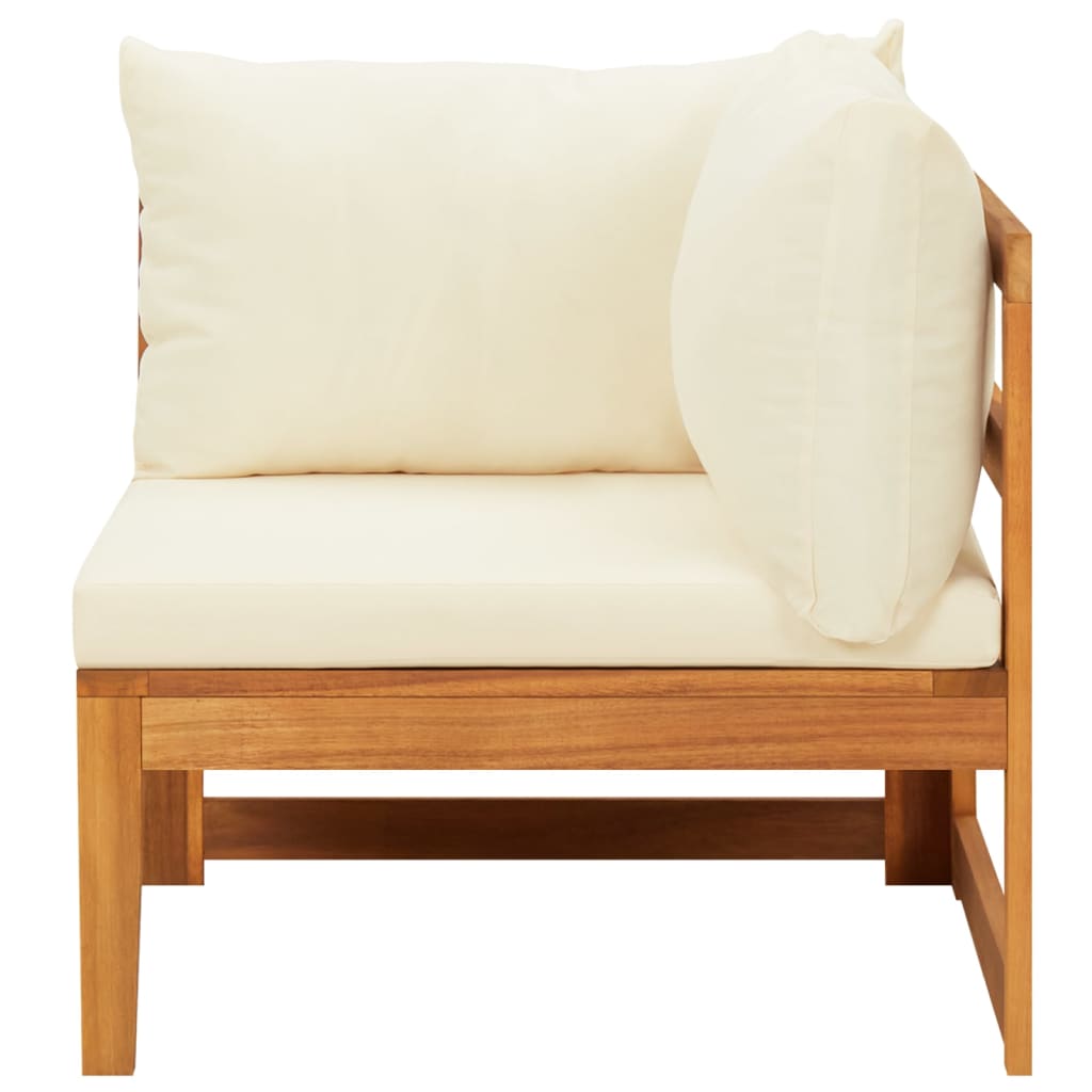 vidaXL 5 Piece Patio Lounge Set with Cream White Cushions Acacia Wood