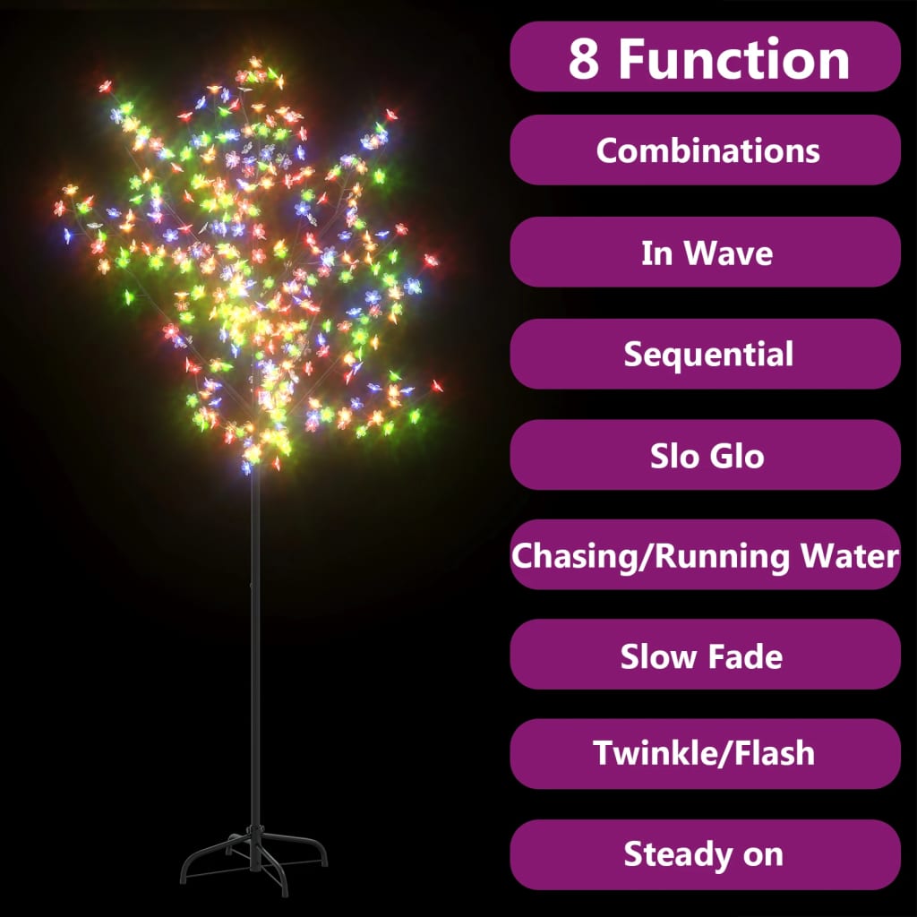 vidaXL Christmas Tree 200 LEDs Colorful Light Cherry Blossom 6 ft