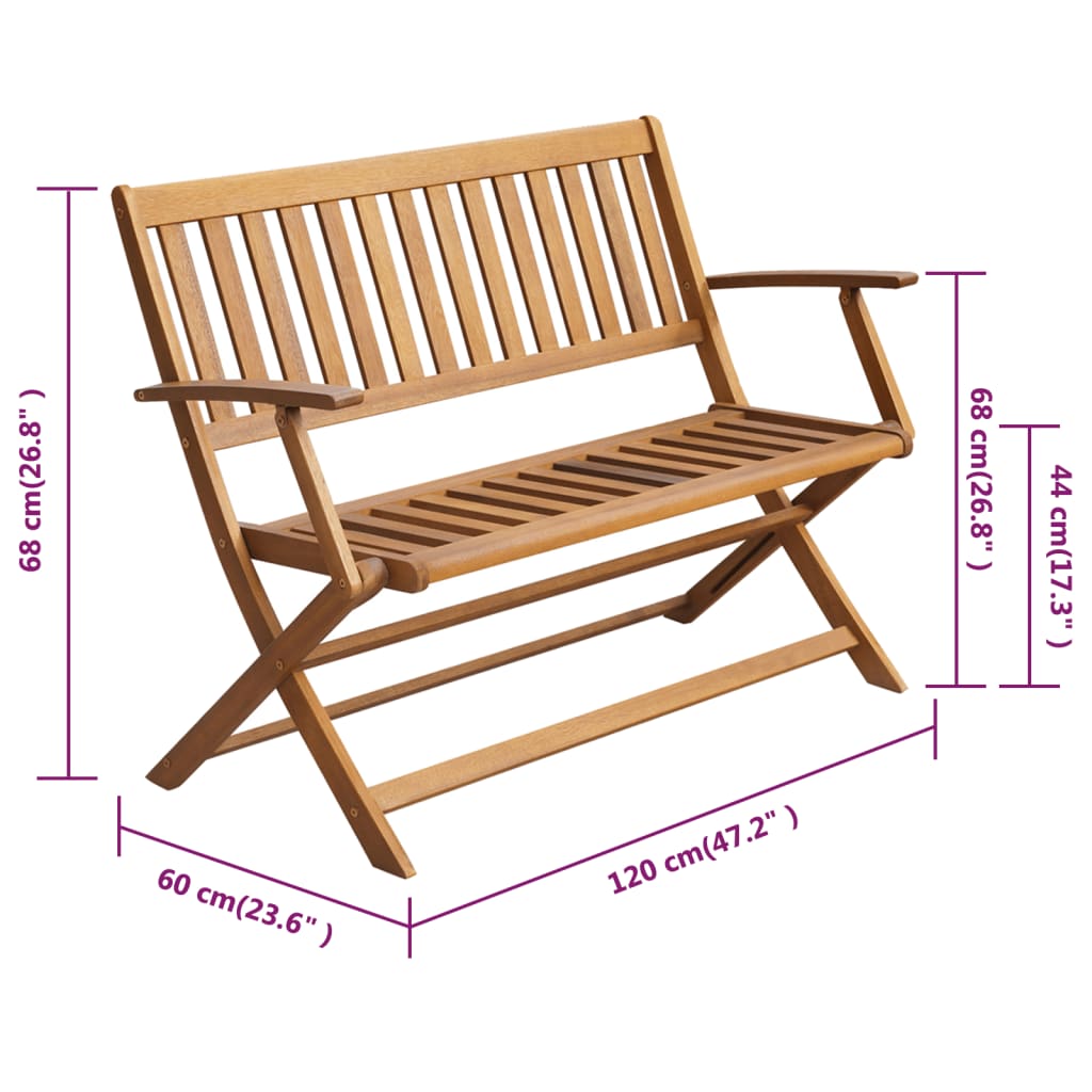 vidaXL Patio Bench with Cushion 47.2" Solid Acacia Wood