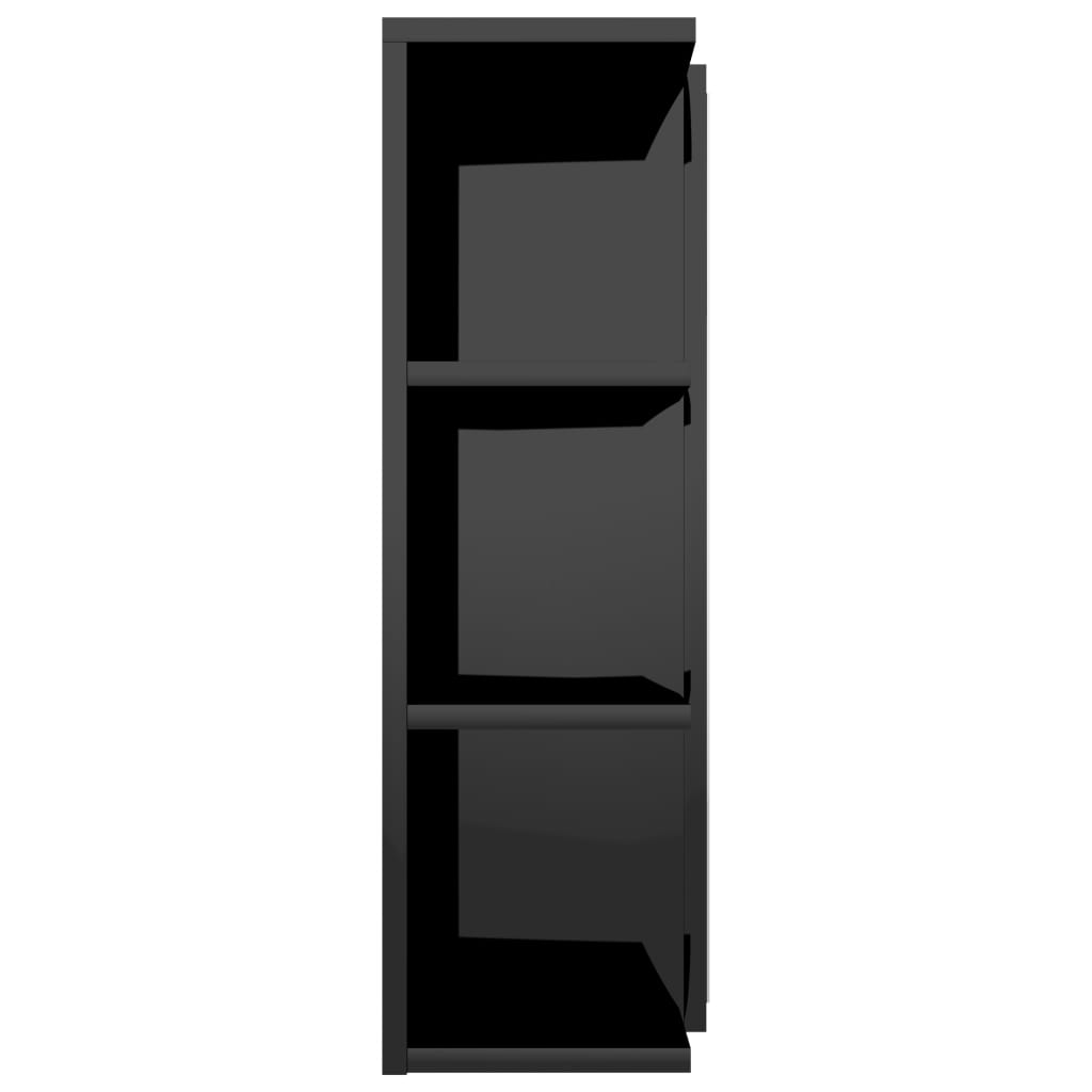 vidaXL Bathroom Mirror Cabinet High Gloss Black 31.5"x8.1"x25.2" Engineered Wood