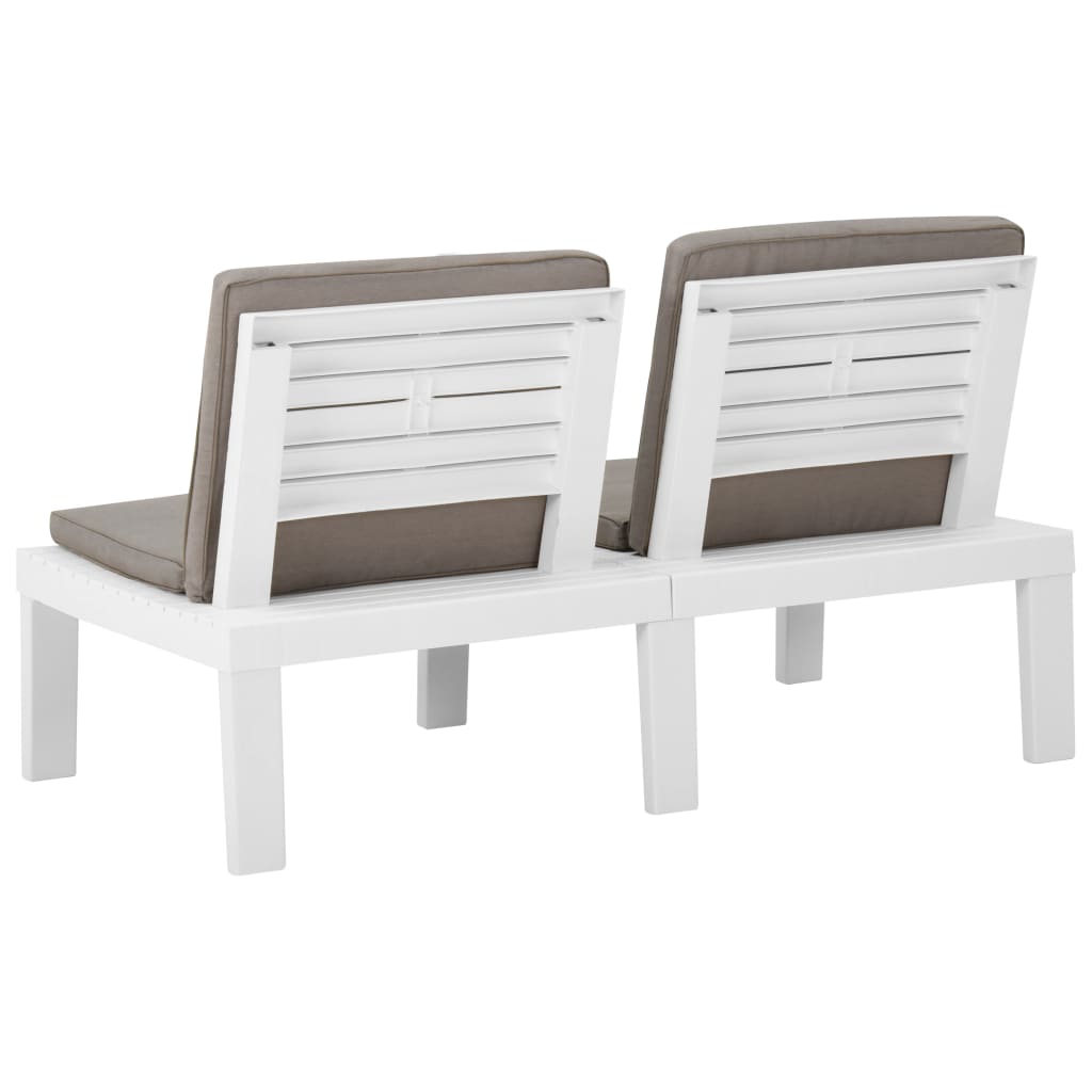 vidaXL 4 Piece Patio Lounge Set with Cushions Plastic White