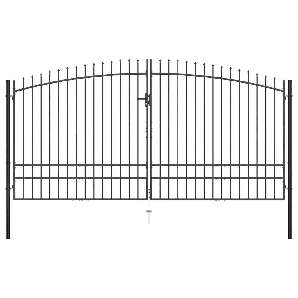 vidaXL Double Door Fence Gate with Spear Top 157.5"x97.6"