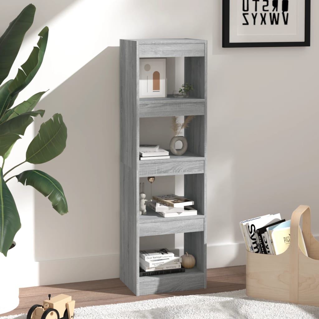 vidaXL Book Cabinet/Room Divider Gray Sonoma 15.7"x11.8"x53.1"