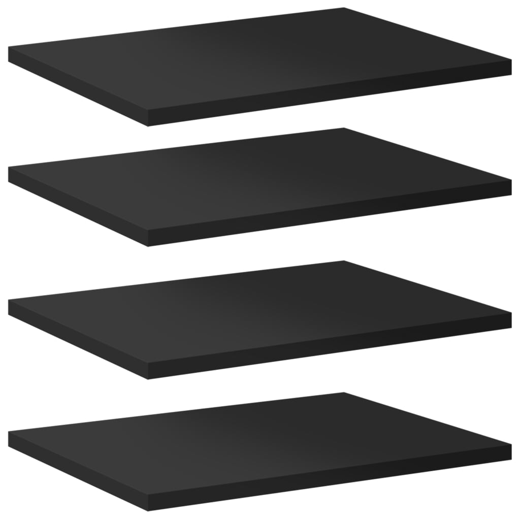 vidaXL Bookshelf Boards 4 pcs High Gloss Black 15.7"x11.8"x0.6" Chipboard