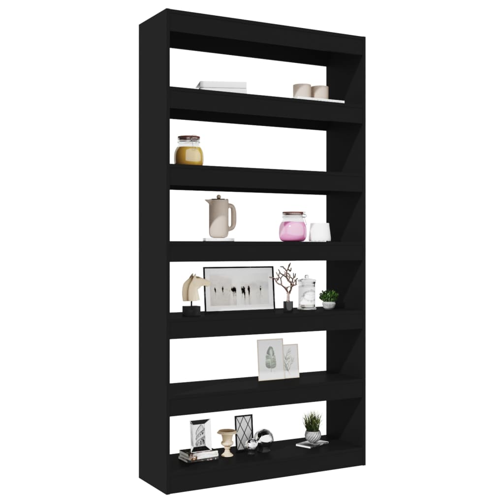 vidaXL Book Cabinet/Room Divider Black 39.4"x11.8"x78" Engineered wood