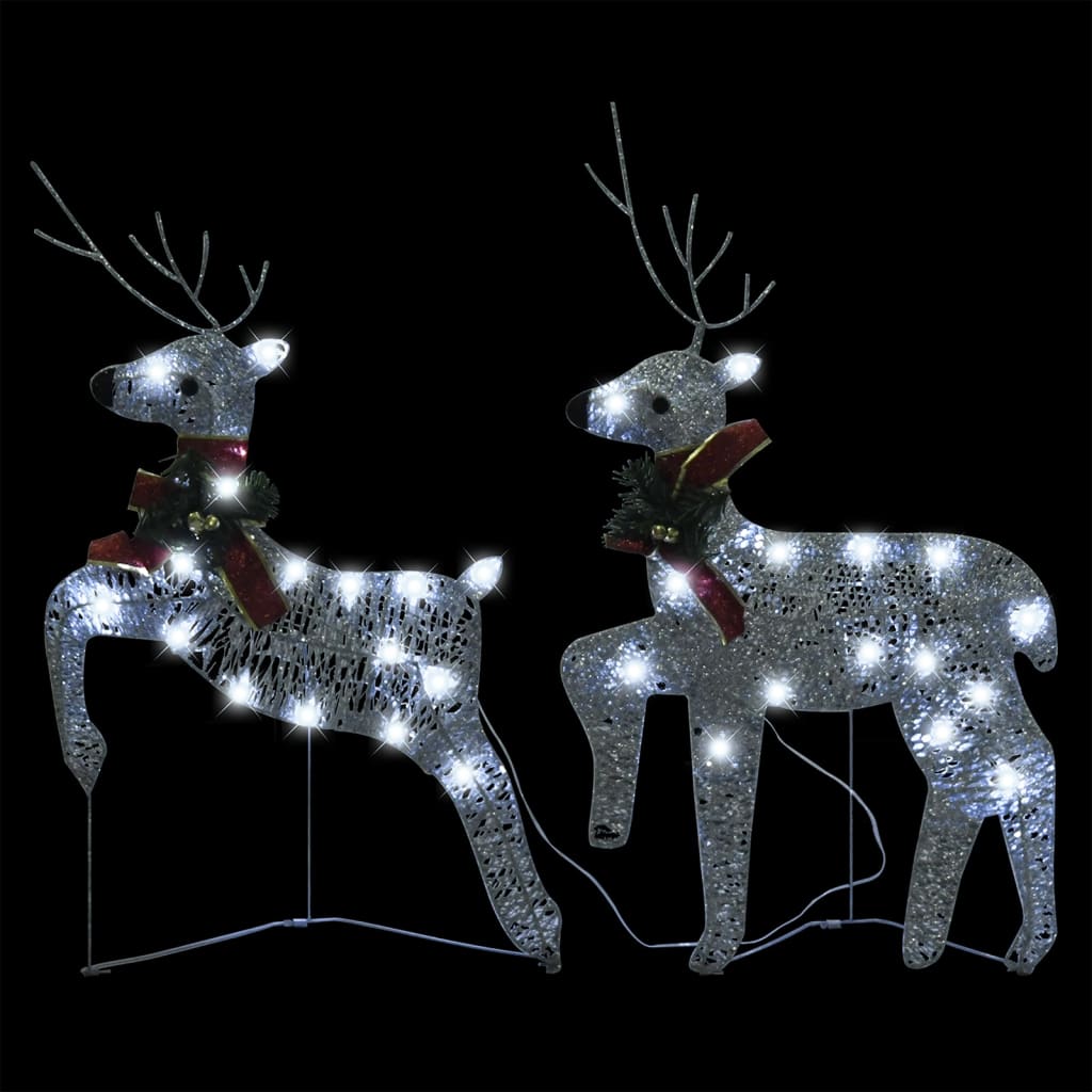 vidaXL Reindeer & Sleigh Christmas Decoration 140 LEDs Outdoor Silver