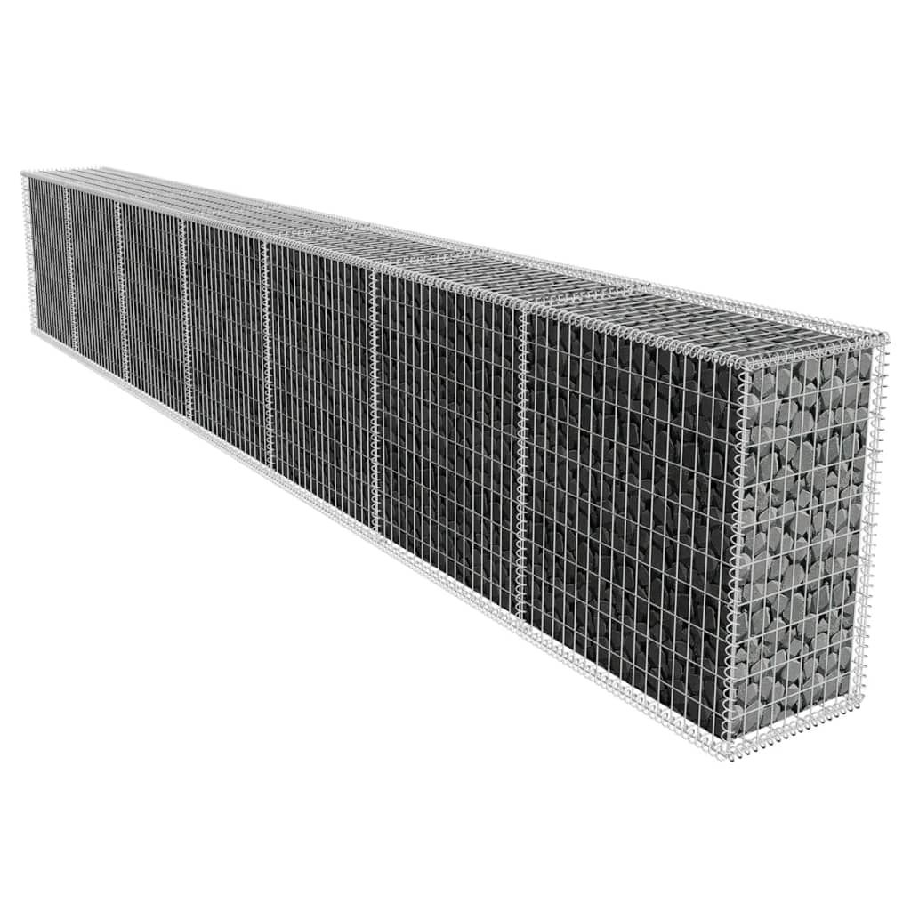 vidaXL Gabion Wall with Cover Galvanized Steel 236.2"x19.7"x39.4"