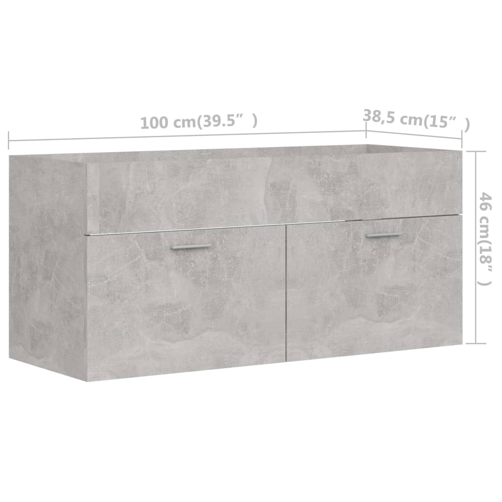 vidaXL 2 Piece Bathroom Furniture Set Concrete Gray Chipboard