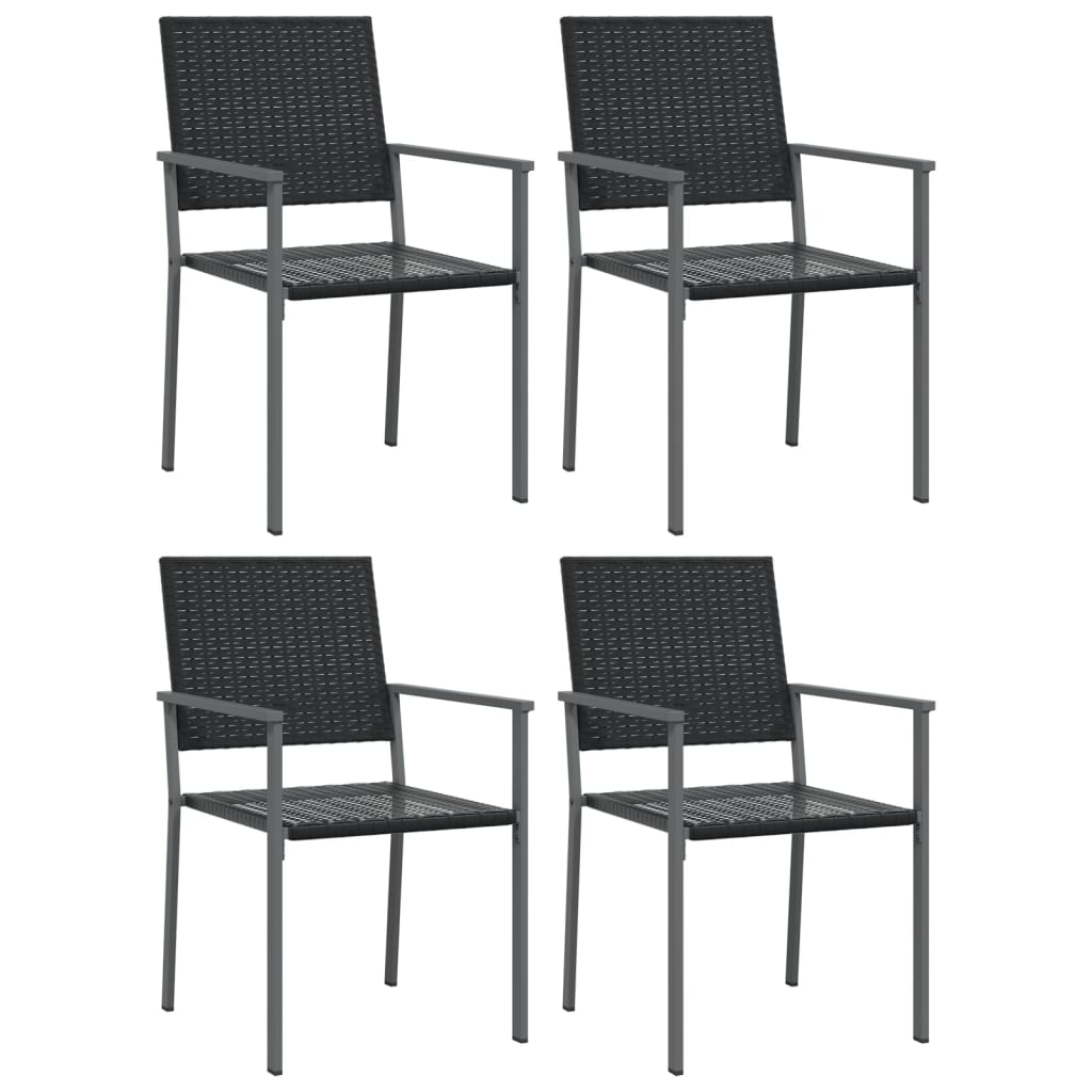 vidaXL Patio Chairs 4 pcs Black 21.3"x24.6"x35" Poly Rattan