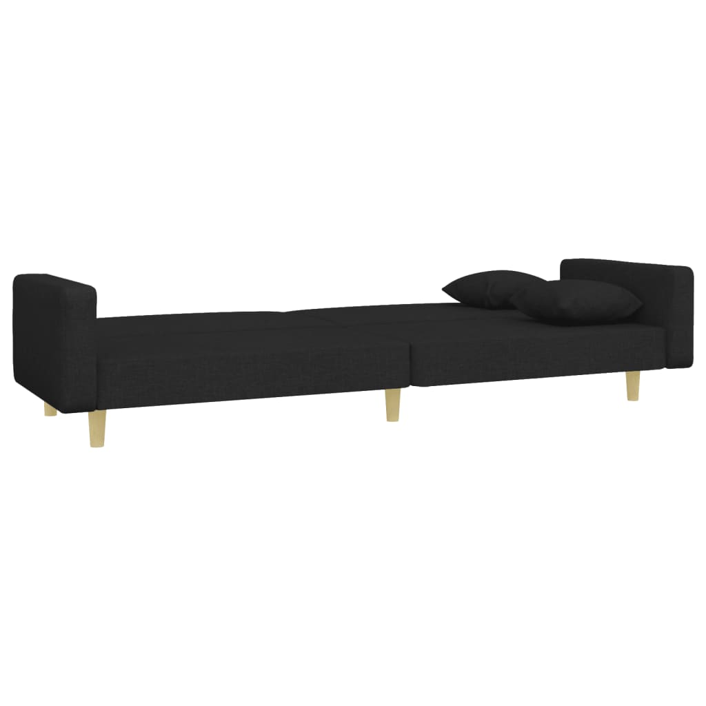 vidaXL 2-Seater Sofa Bed with Footstool Black Fabric
