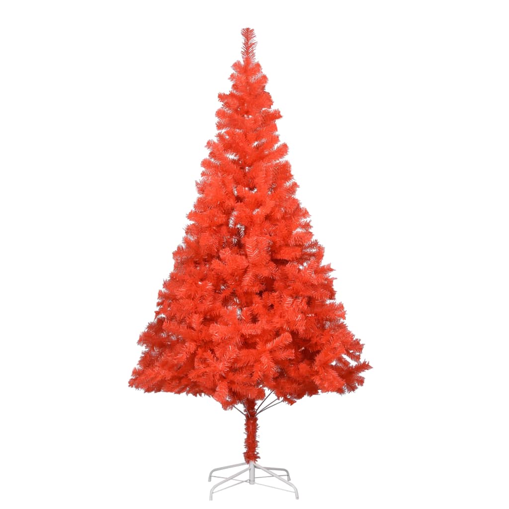 vidaXL Artificial Christmas Tree with LEDs&Ball Set Red 70.9" PVC