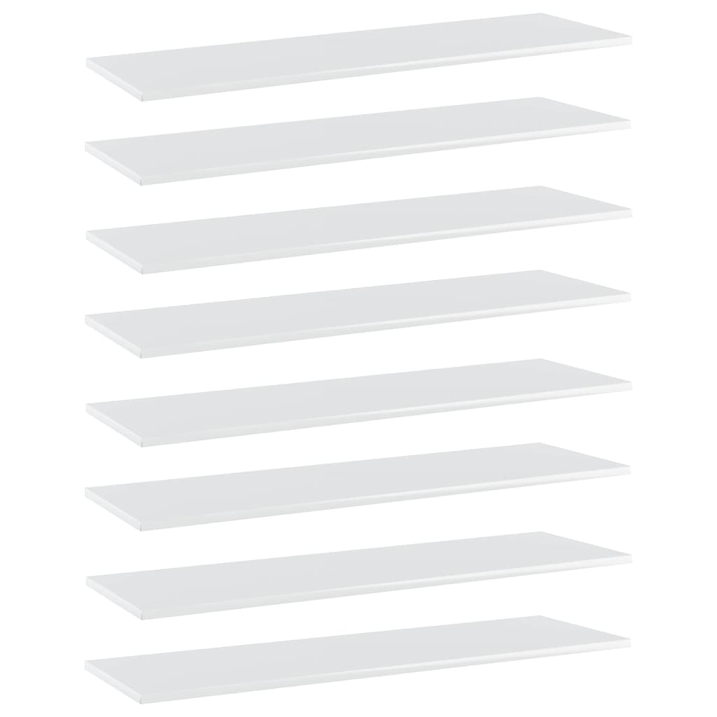 vidaXL Bookshelf Boards 8 pcs High Gloss White 39.4"x11.8"x0.6" Chipboard