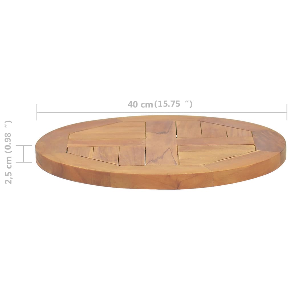 vidaXL Table Top Solid Teak Wood Round 1" 15.7"