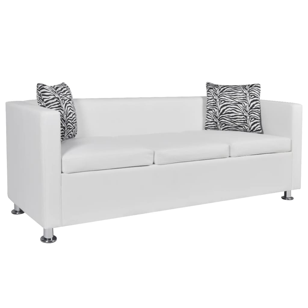 vidaXL Sofa Set 2-Seater and 3-Seater White Faux Leather