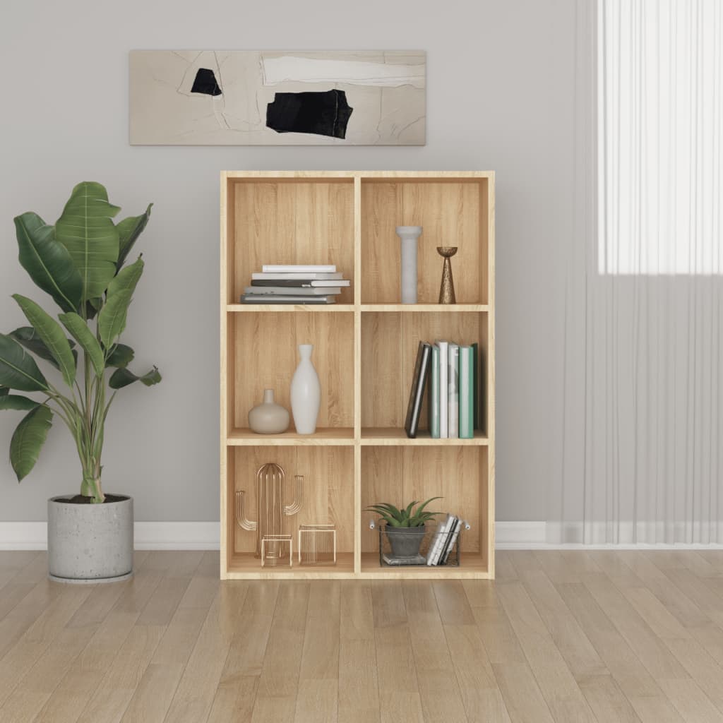 vidaXL Book Cabinet/Sideboard Sonoma Oak 26"x11.8"x38.6" Engineered Wood