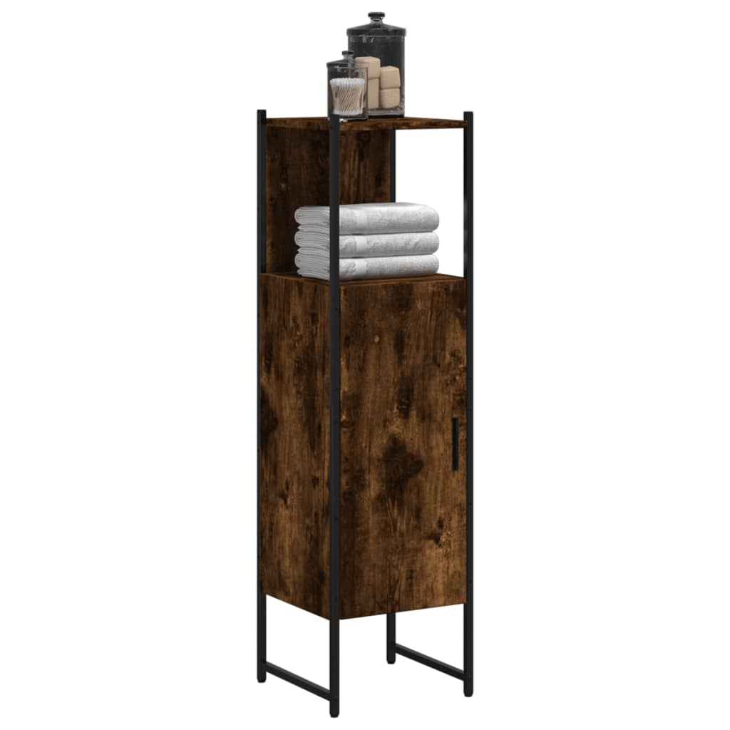 vidaXL Bathroom Cabinet Smoked Oak 13"x13"x47.4" Engineered Wood