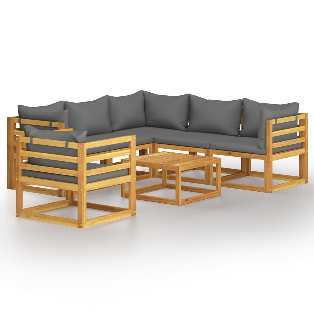 vidaXL 7 Piece Patio Lounge Set with Cushion Solid Acacia Wood