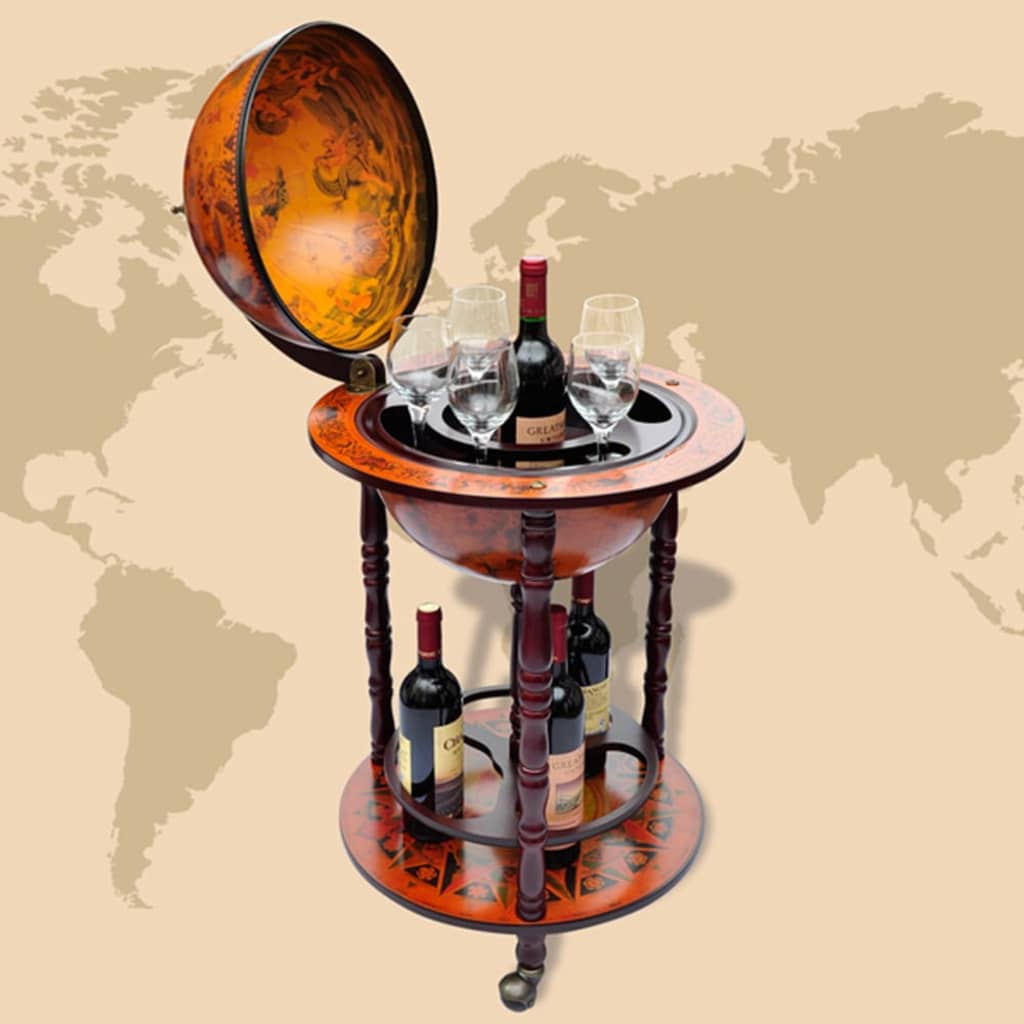 vidaXL Globe Bar Wine Stand Eucalyptus Wood