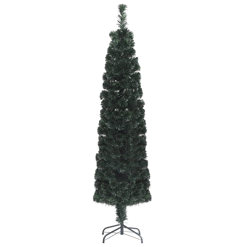 vidaXL Artificial Slim Christmas Tree with Stand 6 ft Fiber Optic