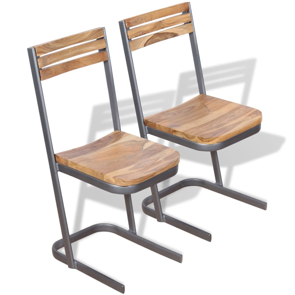 vidaXL Dining Chairs 2 pcs Solid Teak Wood