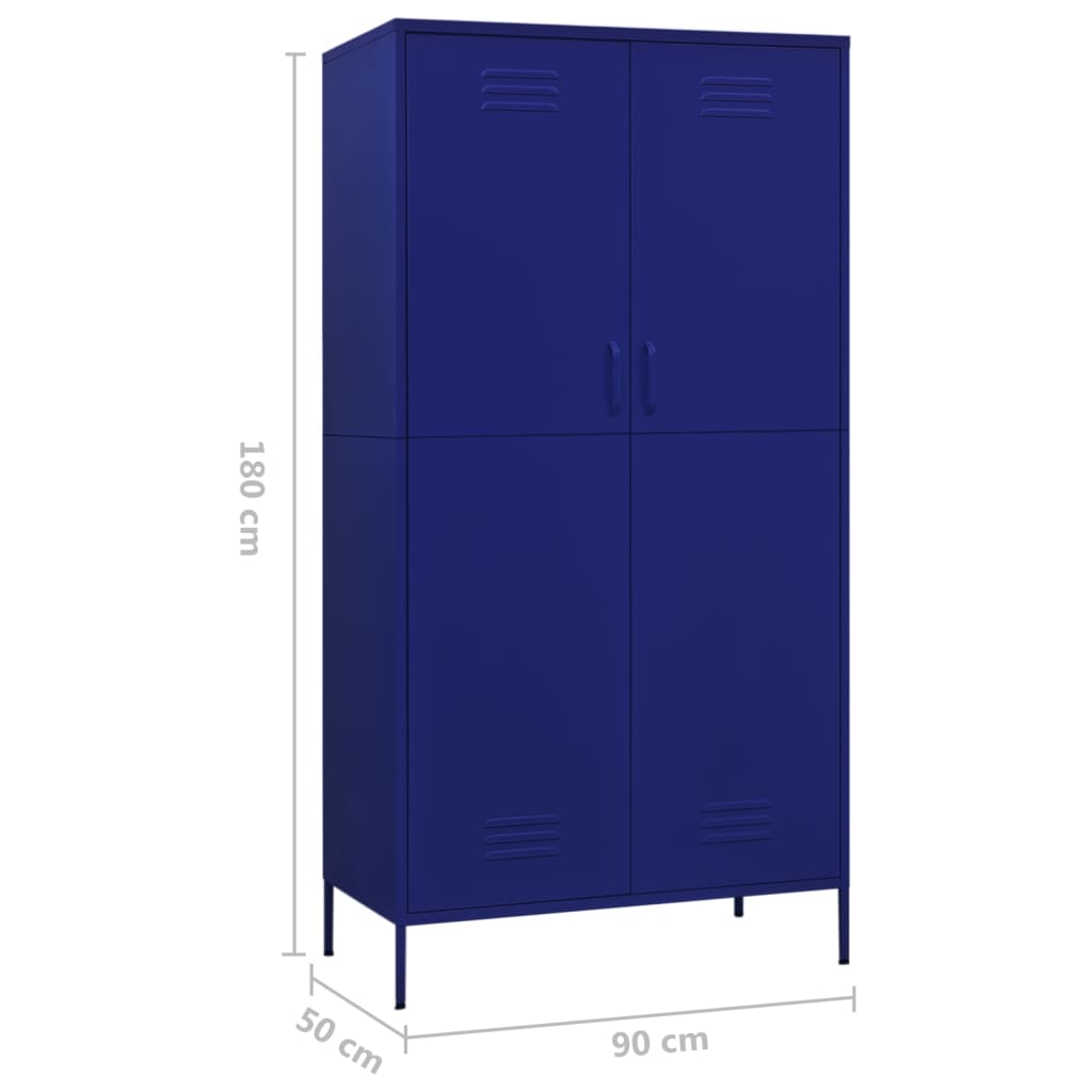 vidaXL Wardrobe Navy Blue 35.4"x19.7"x70.9" Steel