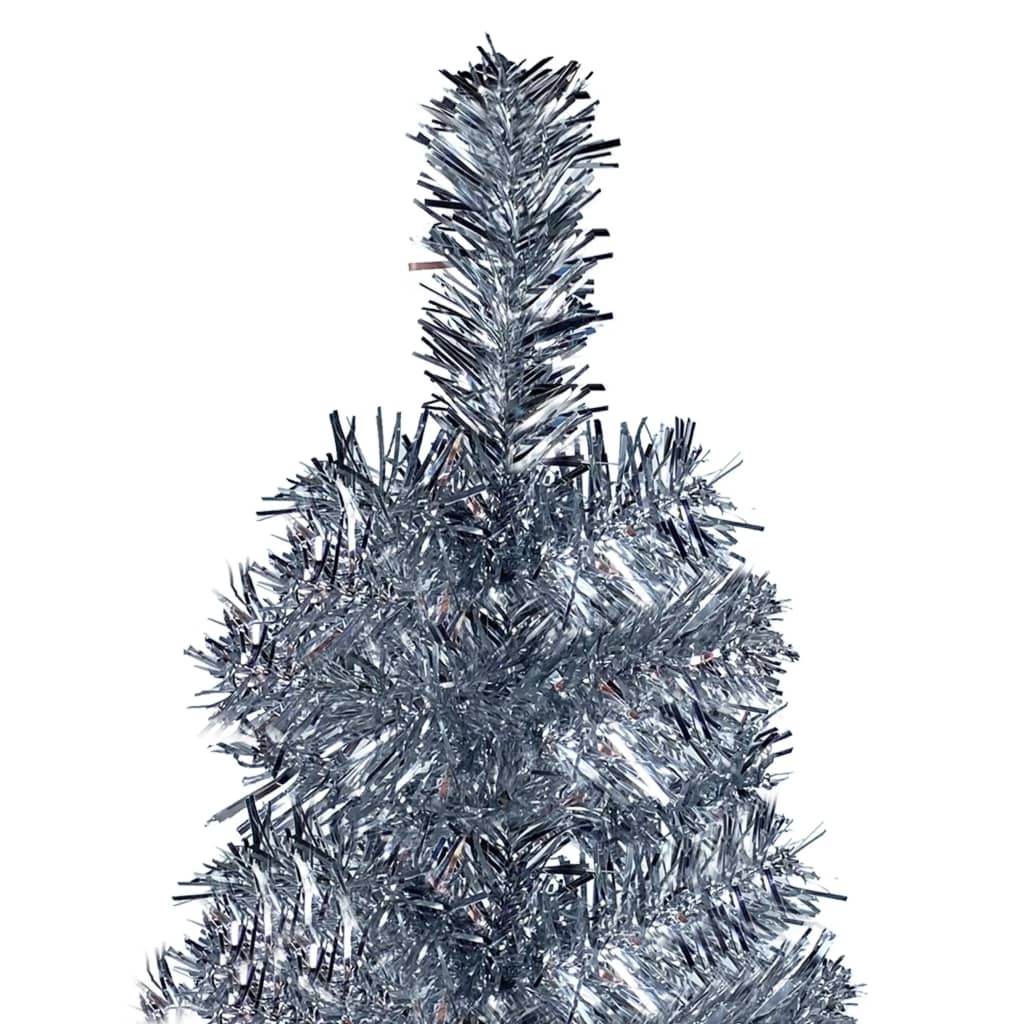 vidaXL Slim Christmas Tree with LEDs&Ball Set Silver 94.5"