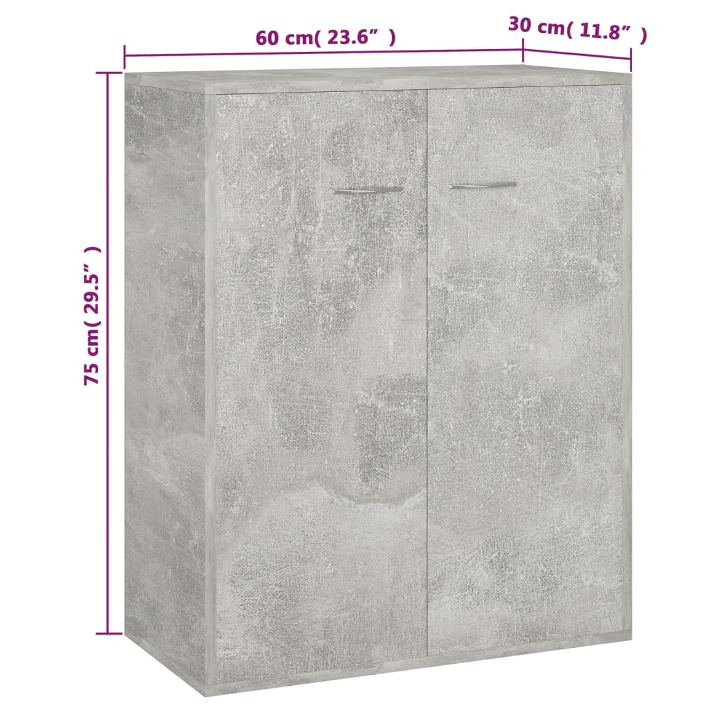vidaXL Sideboard Concrete Gray 23.6"x11.8"x29.5" Engineered Wood
