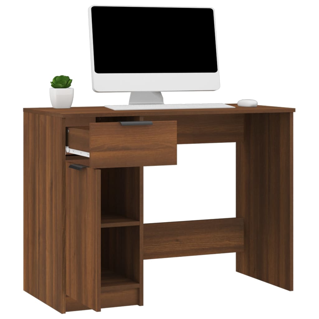 vidaXL Desk Brown Oak 39.4"x19.7"x29.5" Engineered Wood