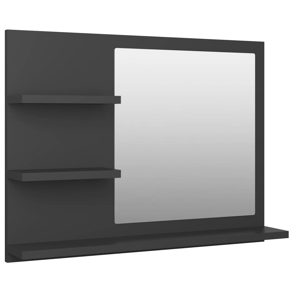 vidaXL Bathroom Mirror Gray 23.6"x4.1"x17.7" Chipboard