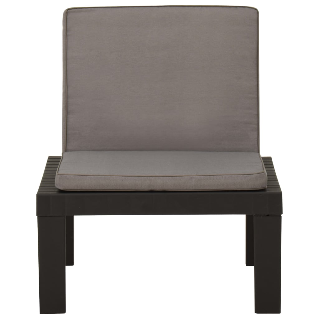 vidaXL Patio Lounge Chairs with Cushions 2 pcs Plastic Gray