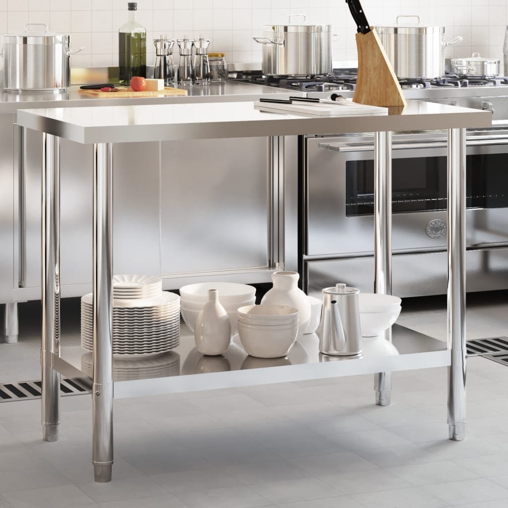 vidaXL Kitchen Work Table 43.3"x21.7"x33.5" Stainless Steel