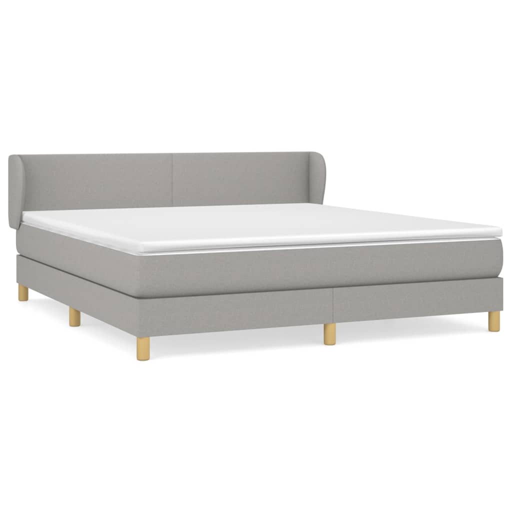 vidaXL Box Spring Bed with Mattress Light Gray Queen Fabric