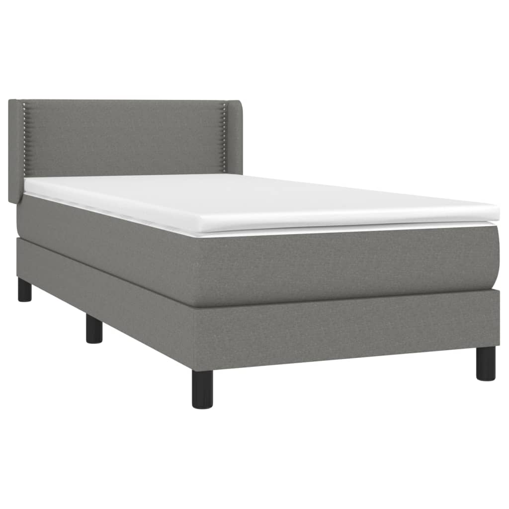 vidaXL Box Spring Bed with Mattress Dark Gray Twin XL Fabric