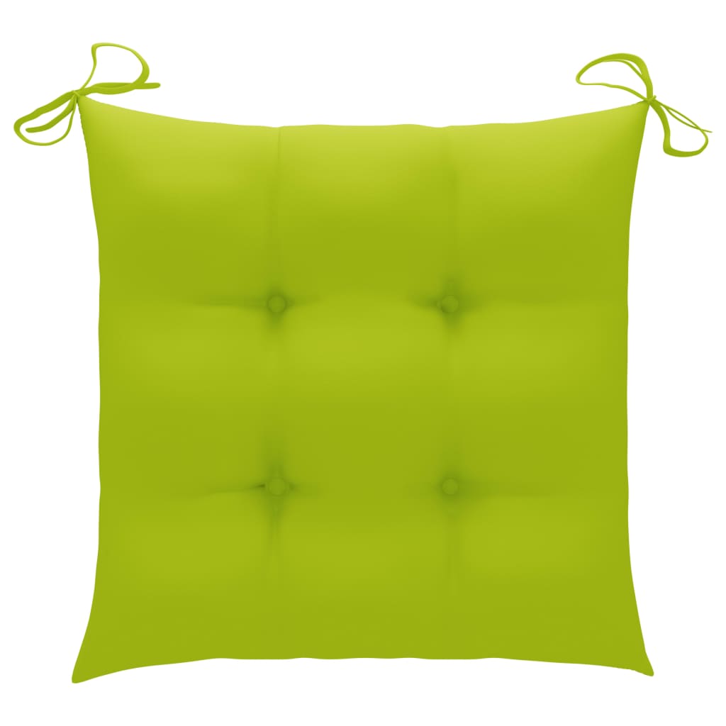 vidaXL 3 Piece Bistro Set with Bright Green Cushions Solid Teak Wood