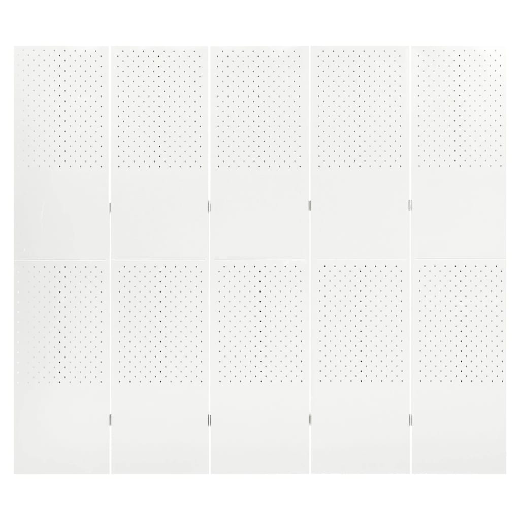 vidaXL 5-Panel Room Divider White 78.7"x70.9" Steel
