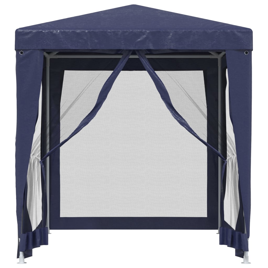 vidaXL Party Tent with 4 Mesh Sidewalls Blue 6.6'x6.6'HDPE
