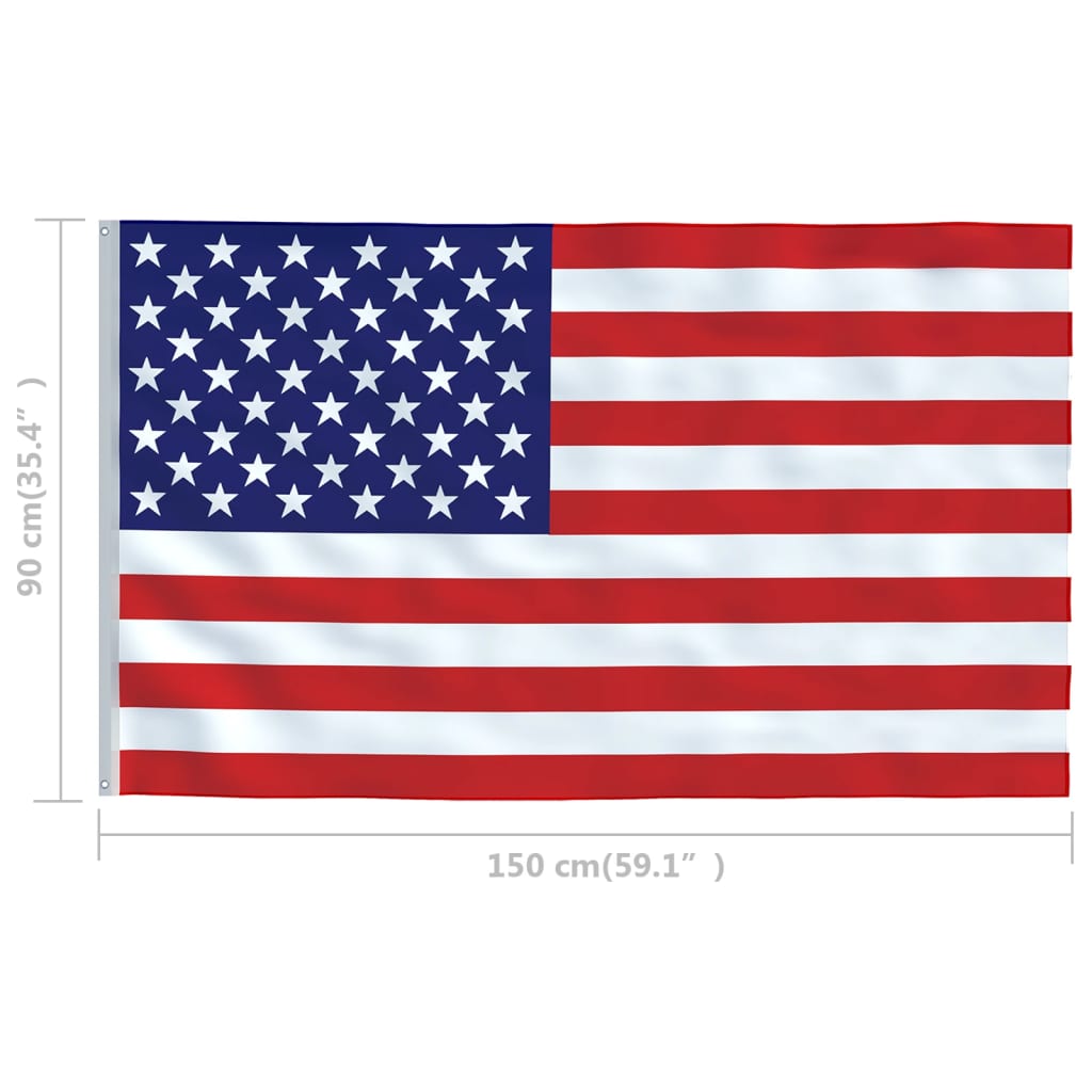 vidaXL US Flag and Pole Aluminum 13.1'