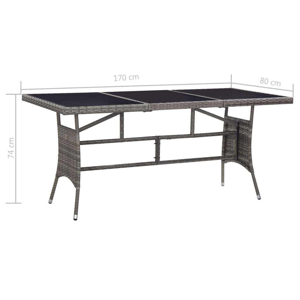 vidaXL Patio Table Gray 66.9"x31.5"x29.1" Poly Rattan