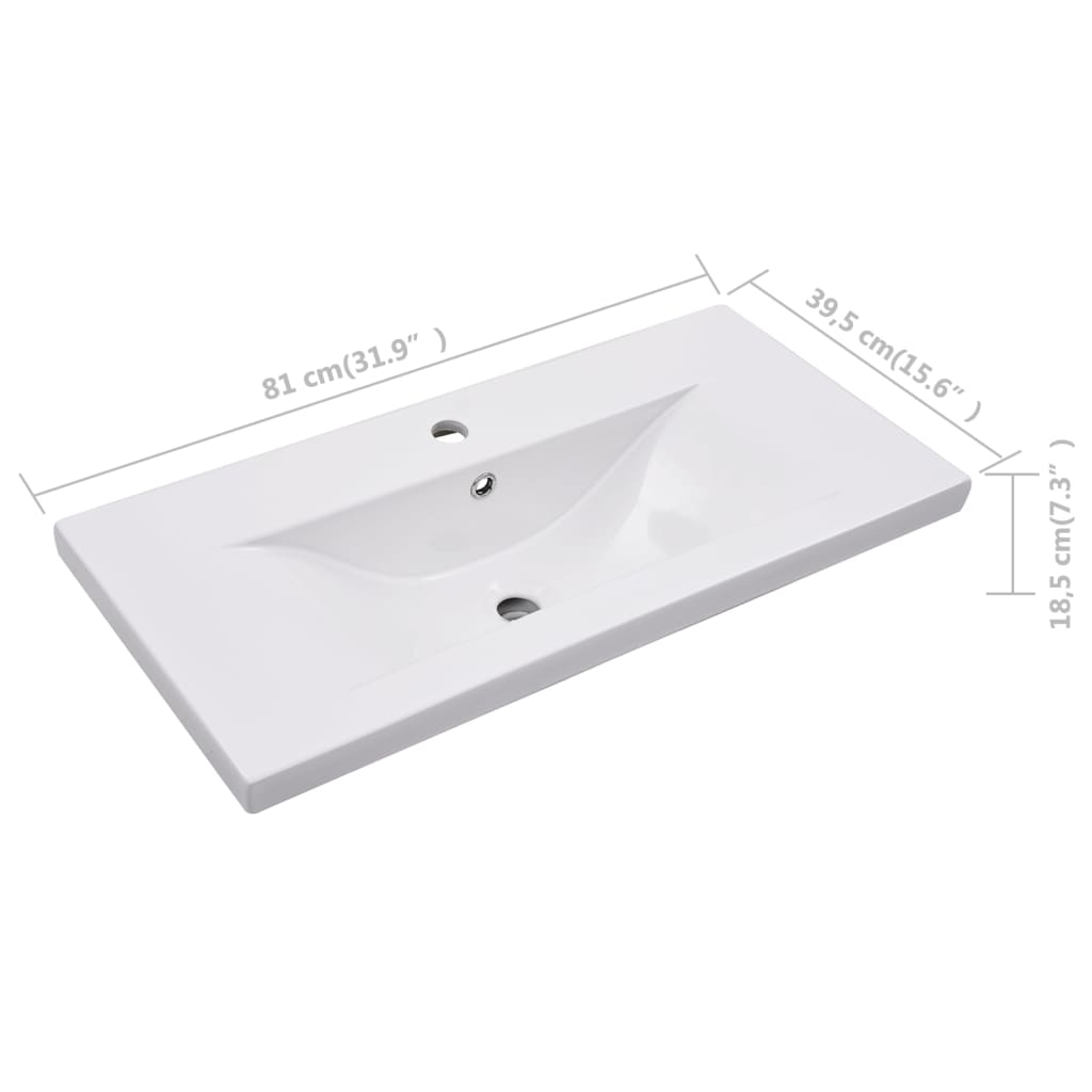 vidaXL Built-in Basin 31.9"x15.6"x7.3" Ceramic White