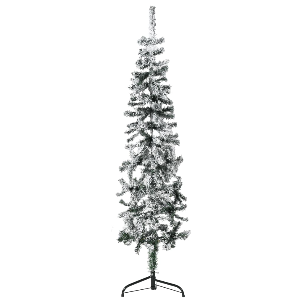 vidaXL Slim Artificial Half Christmas Tree with Flocked Snow 4 ft