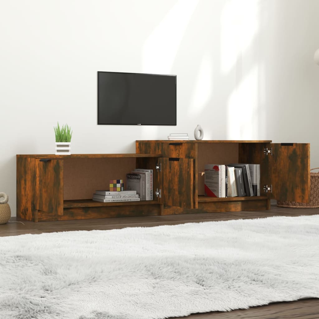 vidaXL TV Stand Smoked Oak 62.4"x14.2"x17.7" Engineered Wood