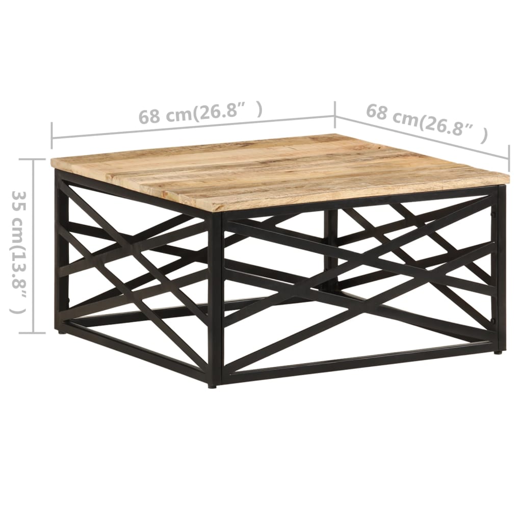 vidaXL Coffee Table 26.8"x26.8"x13.8" Solid Mango Wood