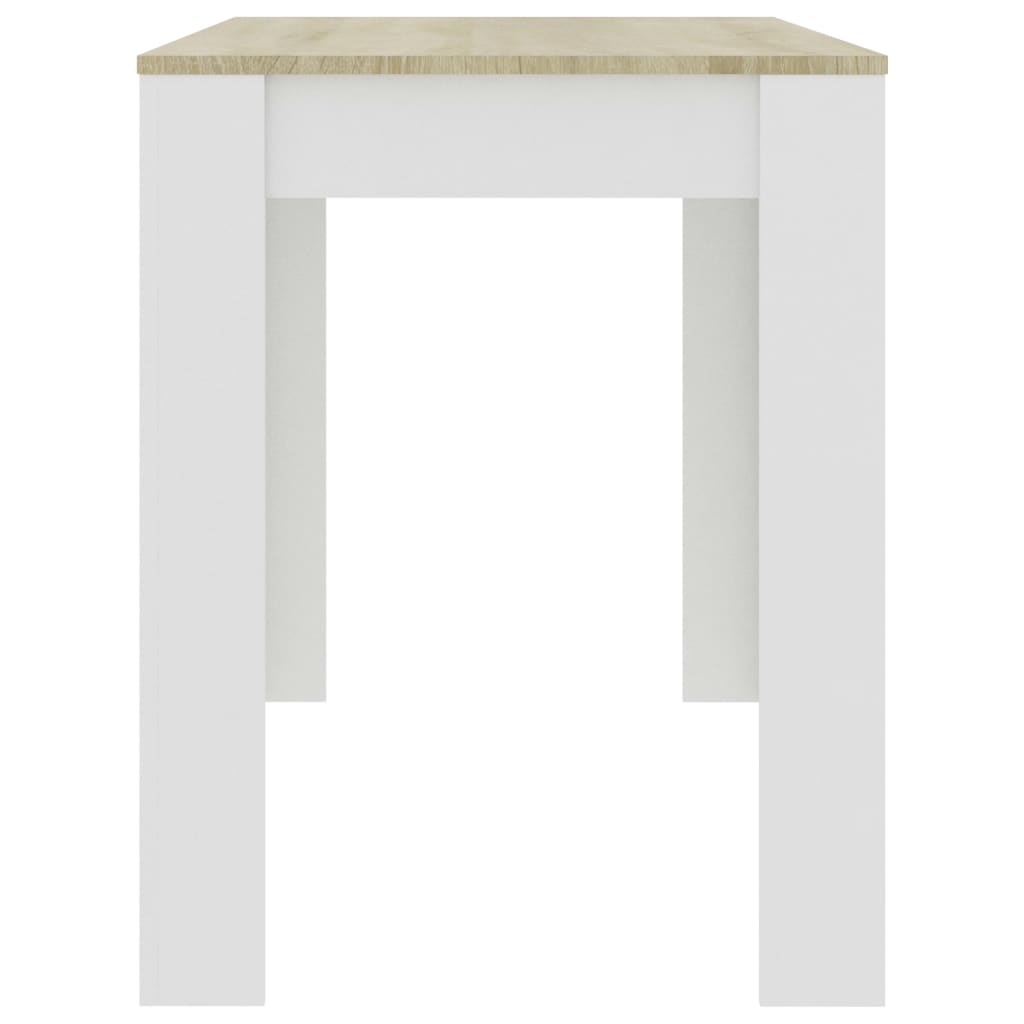 vidaXL Dining Table White and Sonoma Oak 47.2"x23.6"x29.9" Chipboard