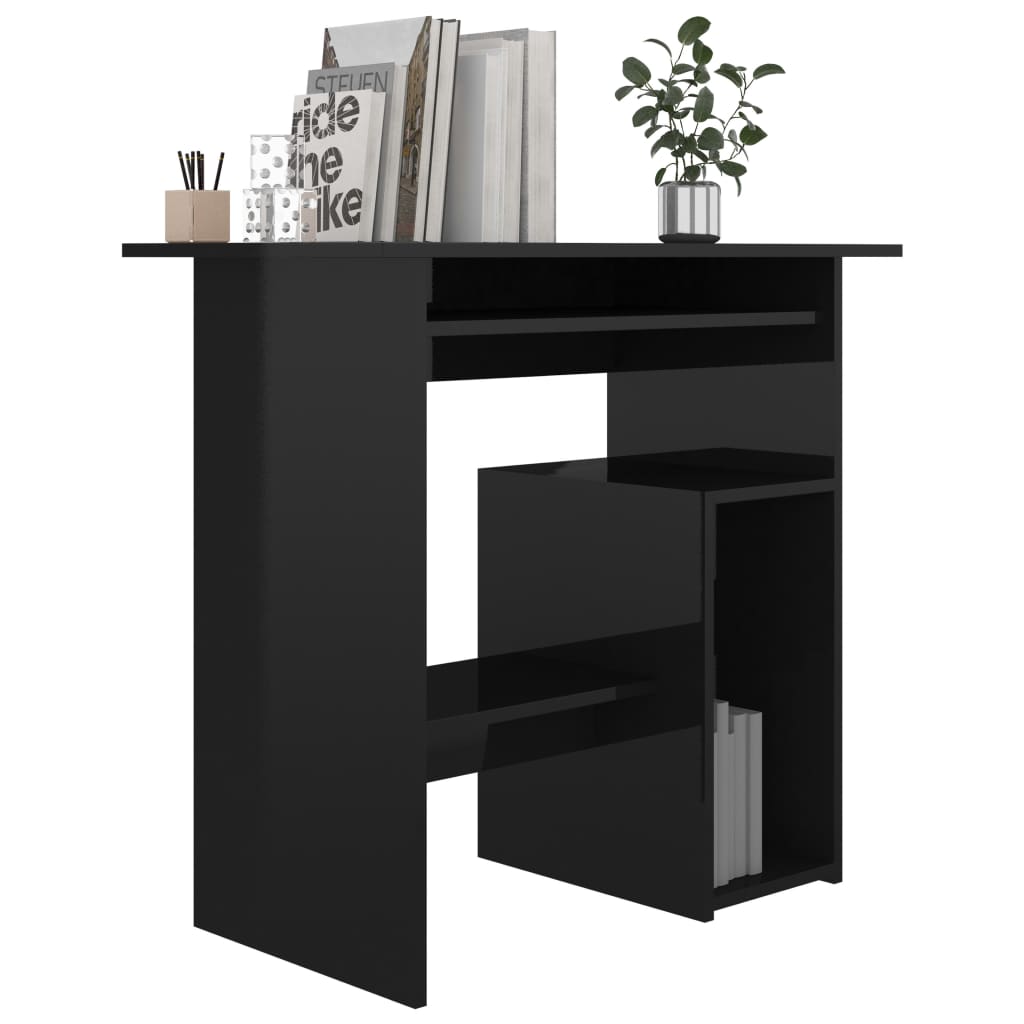 vidaXL Desk High Gloss Black 31.5" x 17.7" x 29.1" Engineered Wood
