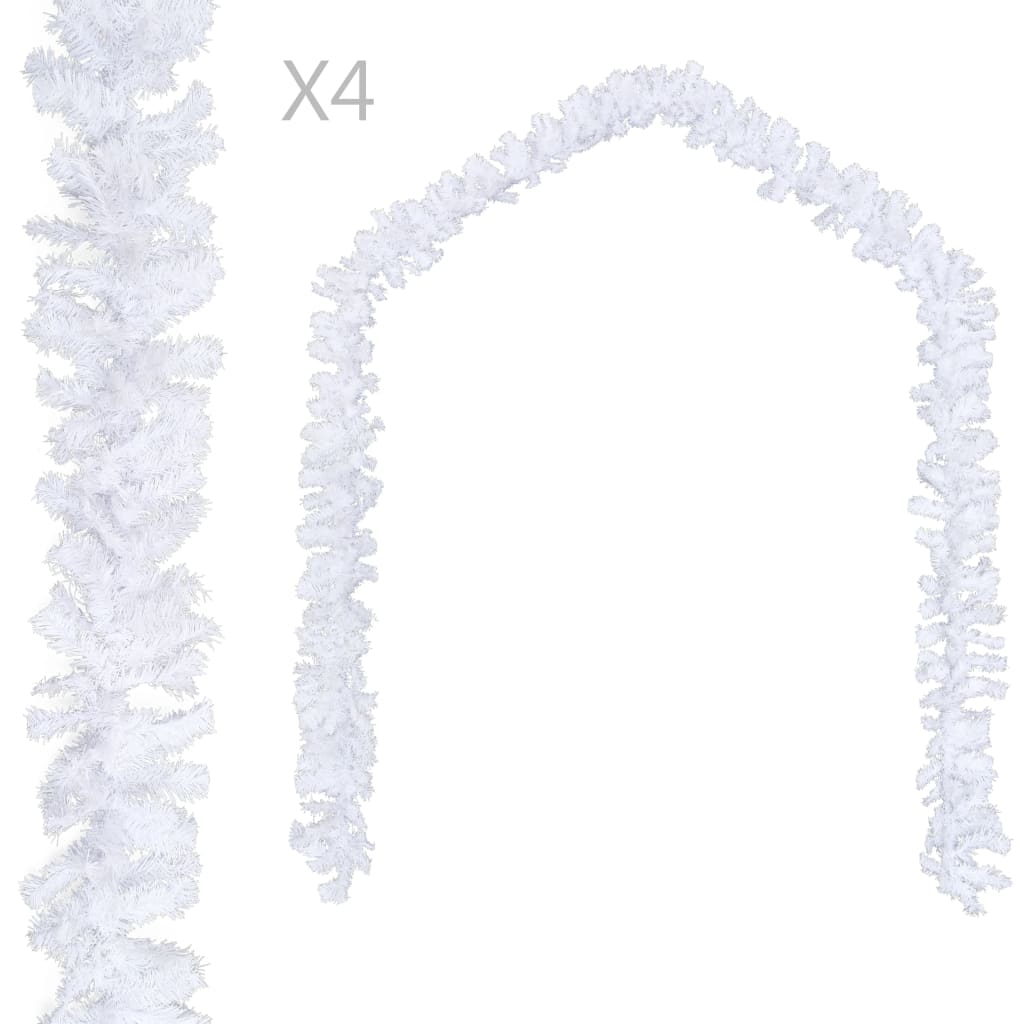vidaXL Christmas Garlands 4 pcs White 106.2" PVC