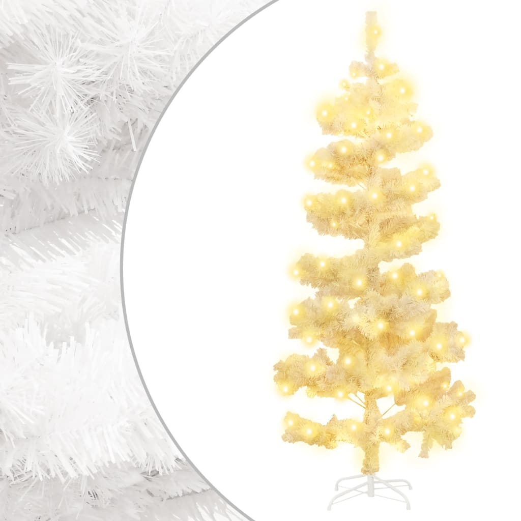 vidaXL Swirl Christmas Tree with Stand and LEDs White 6 ft PVC