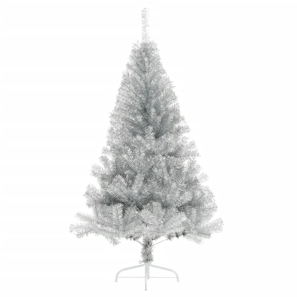 vidaXL Artificial Half Christmas Tree with Stand Silver 4 ft PVC