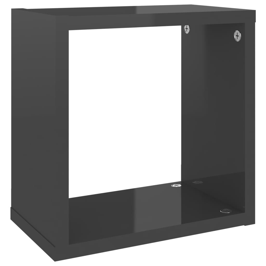 vidaXL Wall Cube Shelves 2 pcs High Gloss Gray 10.2"x5.9"x10.2"