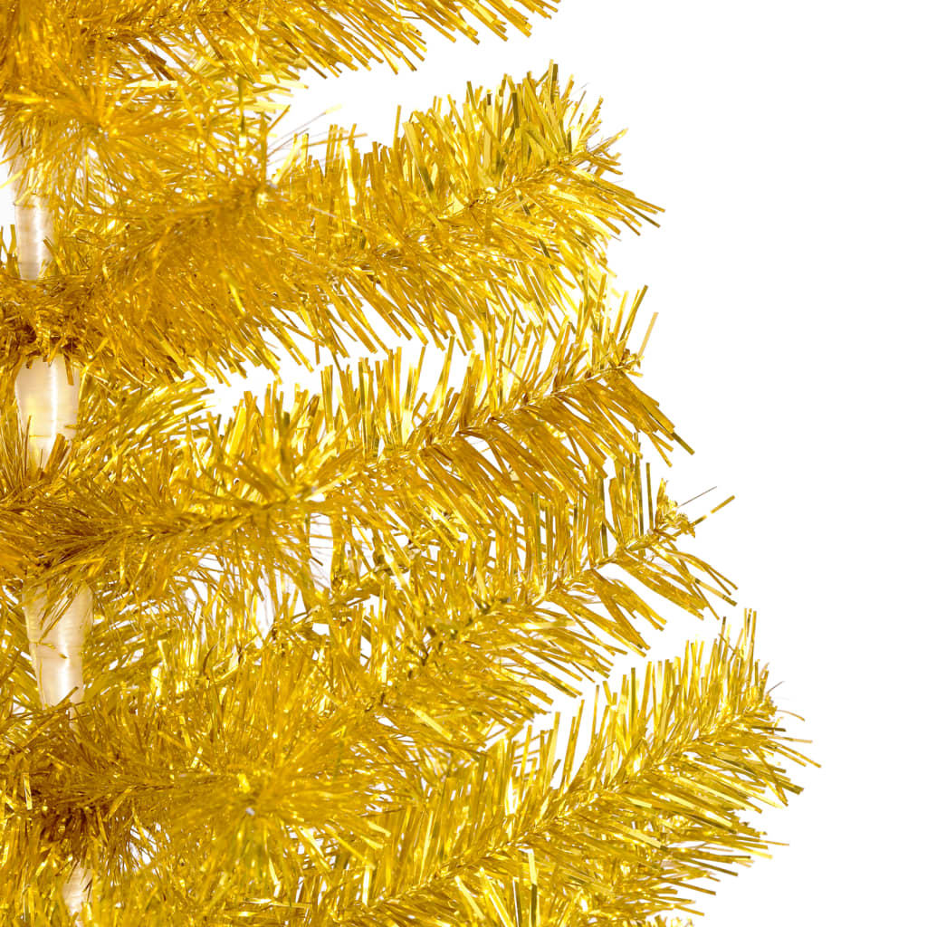 vidaXL Artificial Christmas Tree with LEDs&Ball Set Gold 70.9" PET